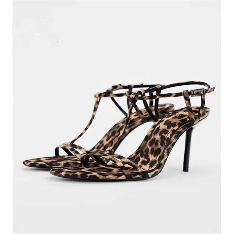 Unbranded High Heels Leopard Print T-Strap Stiletto Sandals image 3