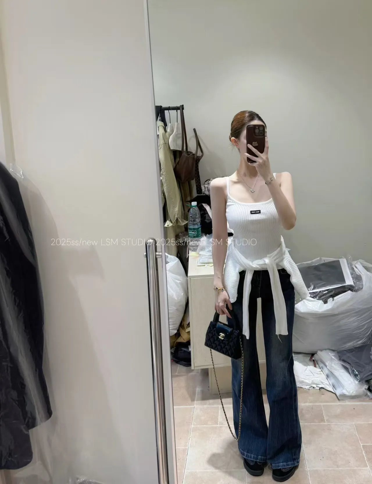 Miu Miu Ribbed Knit Cardigan and Camisole Set White - 3