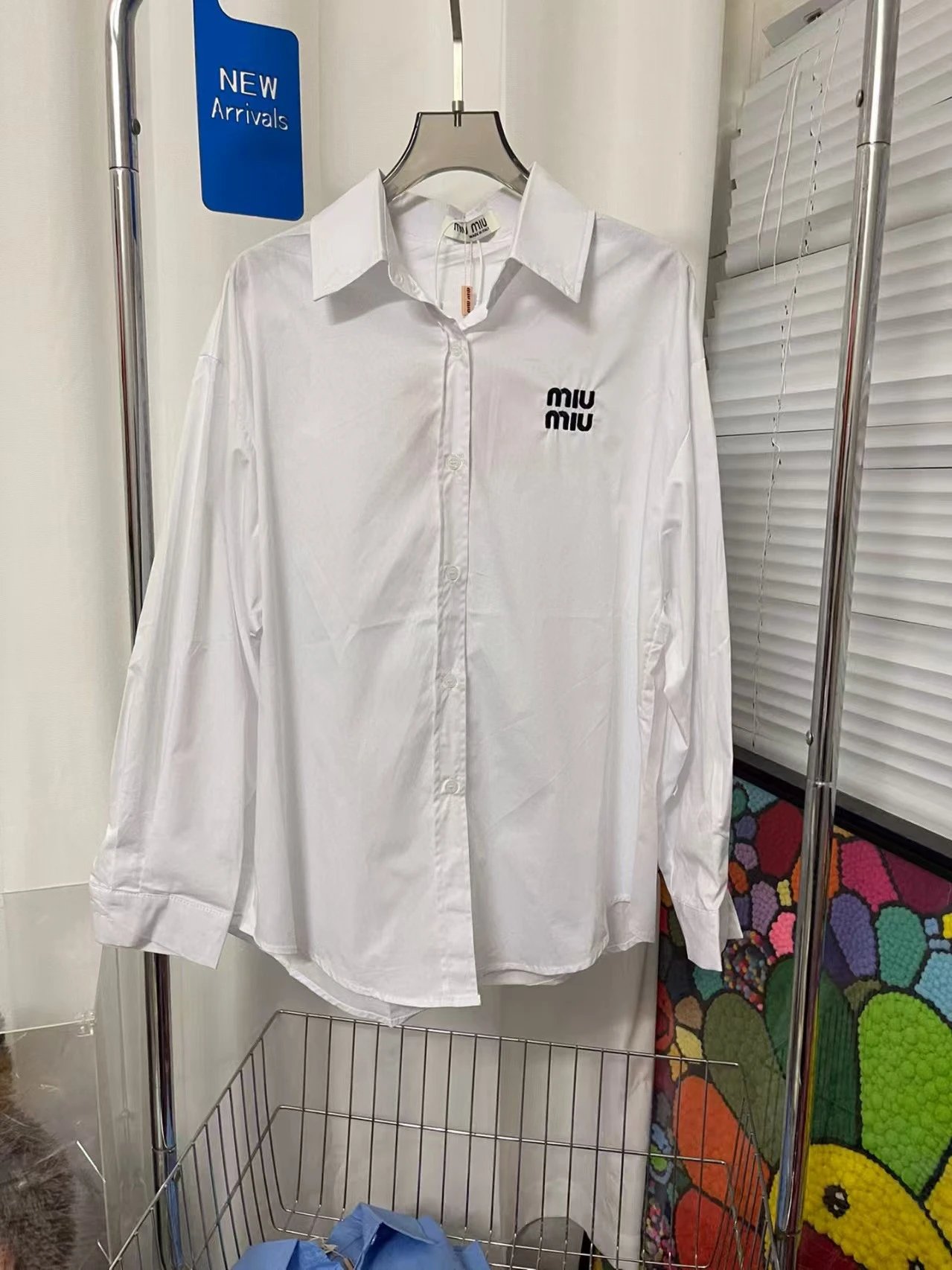Miu Miu Logo-Embroidered Light Blue Shirt - 3