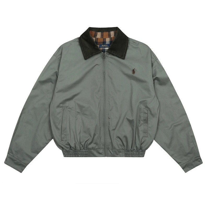 Polo Ralph Lauren Cord Collar Windbreaker Olive Green Jacket - 7