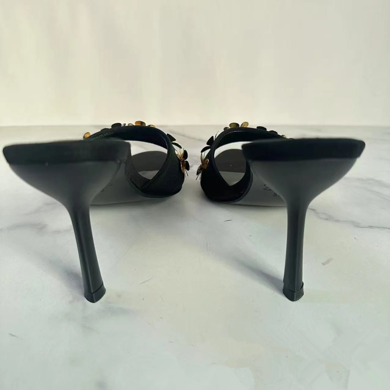 Dior J'Adior Floral Embellished Black Mule Heels - 3