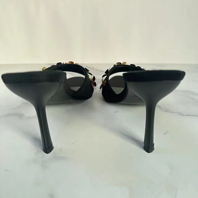 Unbranded High Heels Floral-appliqué open-toe mule stilettos product detail image 3