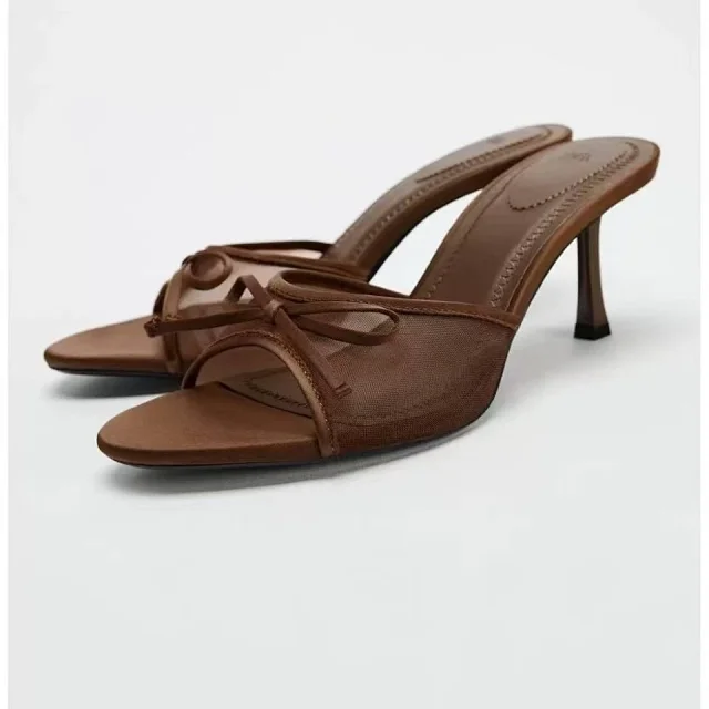 Zara High Heels Open-Toe Bow Mule product detail image 3