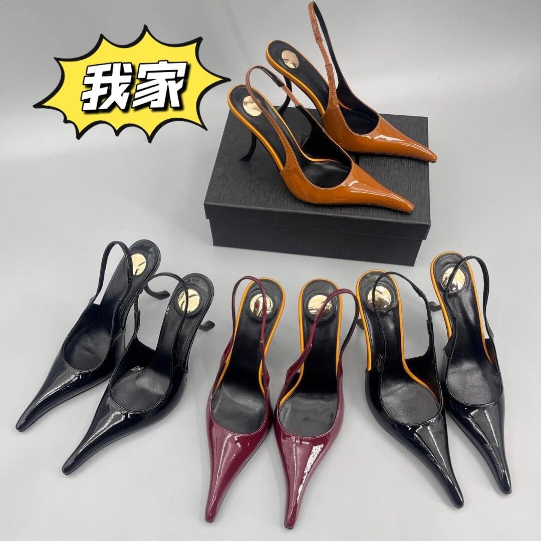 Unbranded High Heels Patent Leather Pointed-Toe Slingback Stiletto image 3