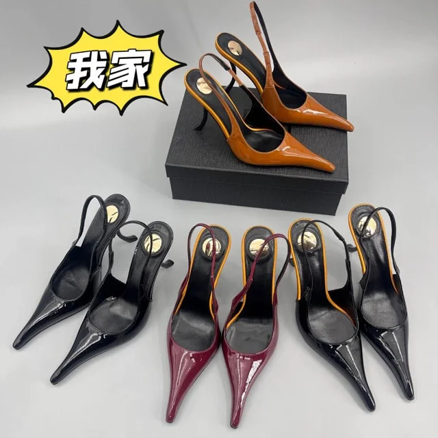 Unbranded High Heels Patent Leather Pointed-Toe Slingback Stiletto product detail image 5