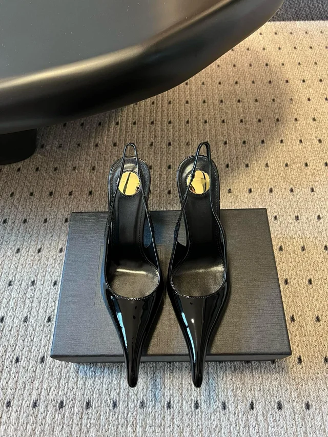 Unbranded High Heels Patent Leather Pointed-Toe Slingback Stiletto product detail image 8
