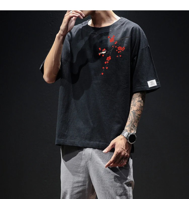 Design Floral Embroidery Oversized T-Shirt Army Green - 12
