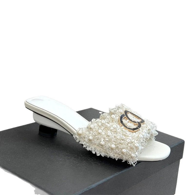 Chanel Sandals Pearl-Embellished Open-Toe Block-Heel Mules image 5