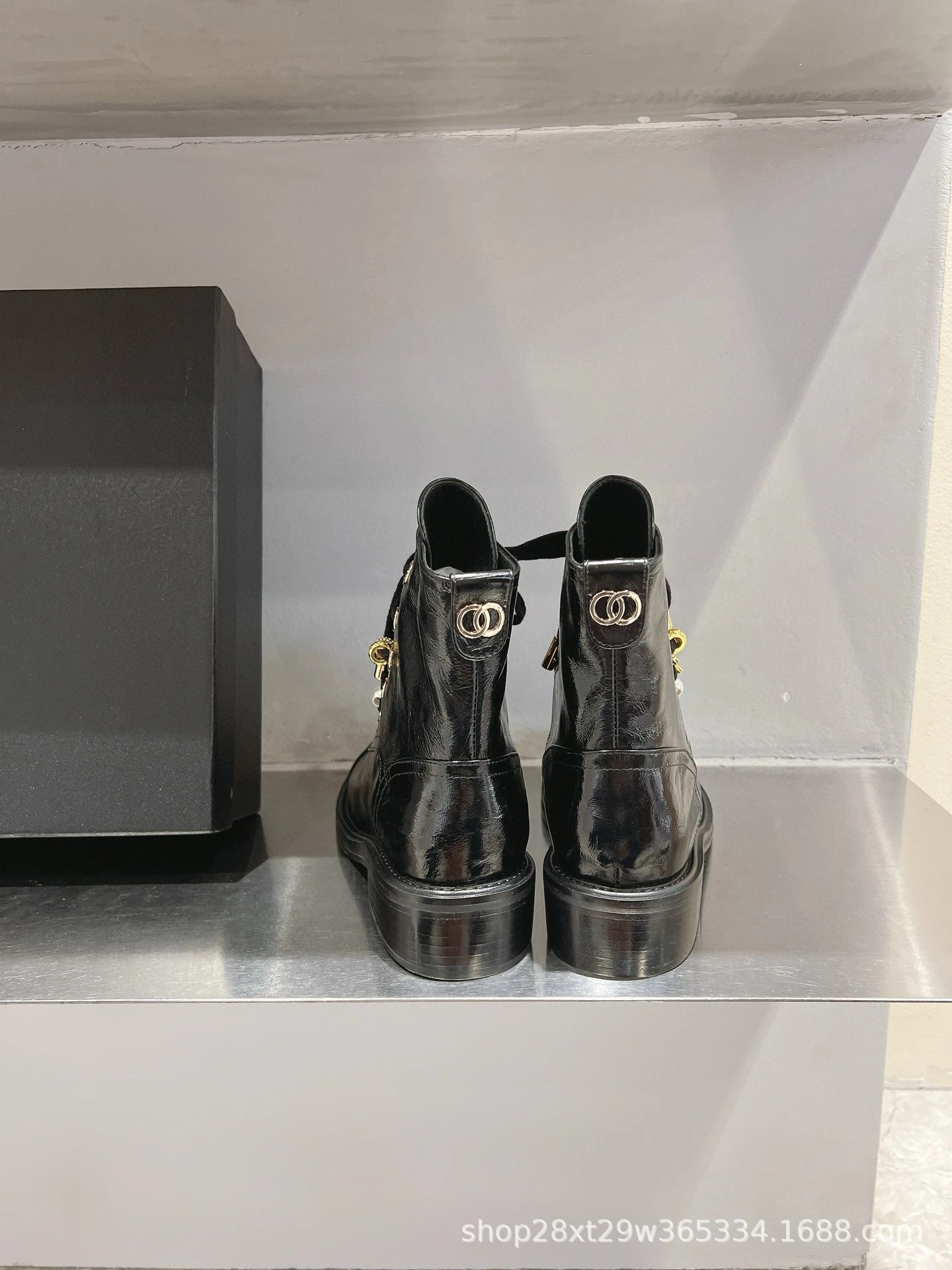 Dior Saddle Boots Black Pearl-Embellished Combat Boots - 6