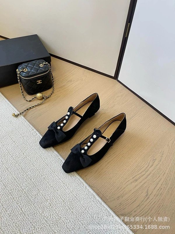 Chanel-inspired Pearl Bow Flat Beige Leather Mary Jane Shoes - 13