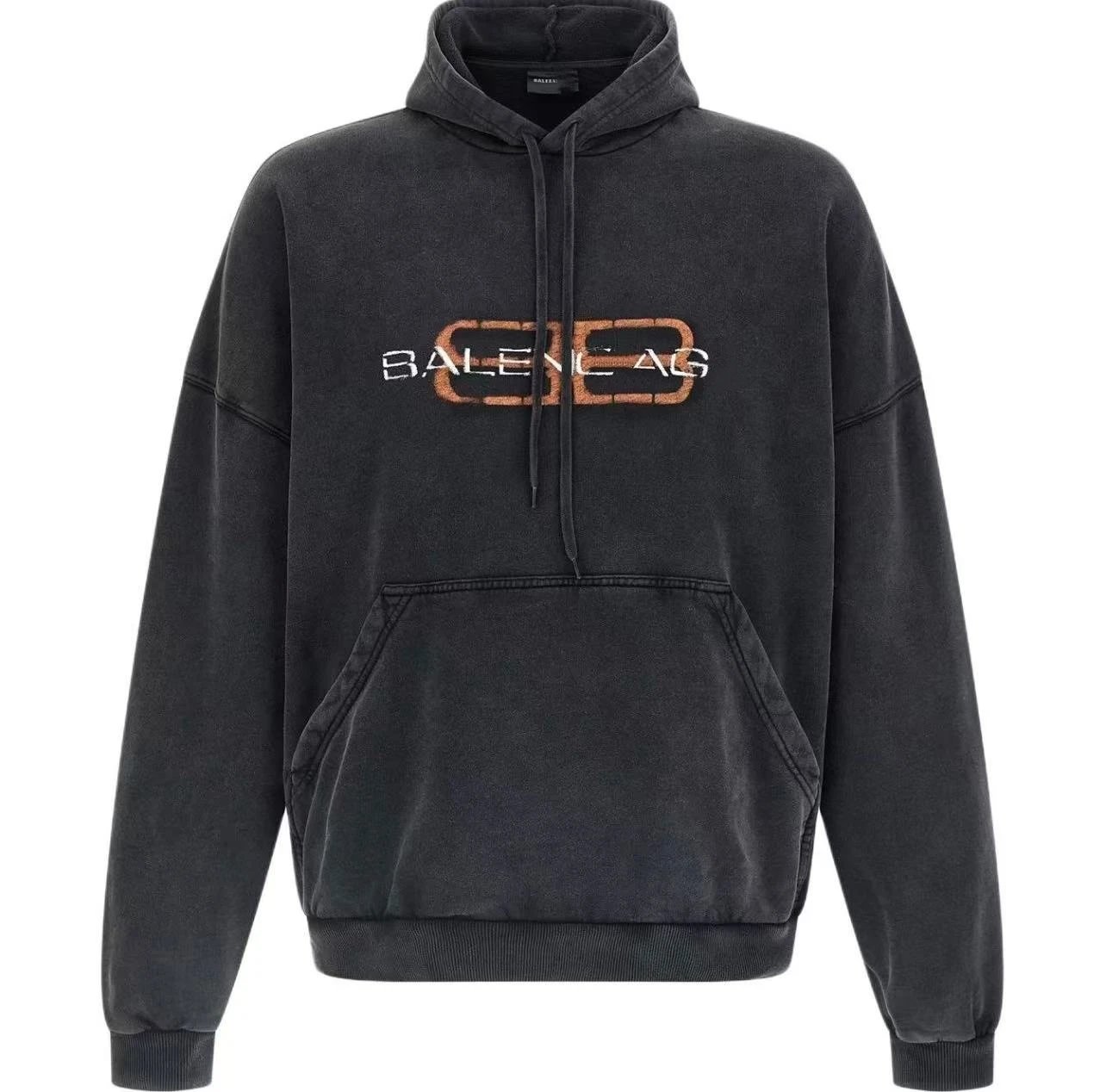 Balenciaga Distressed Logo Hoodie Black - 16