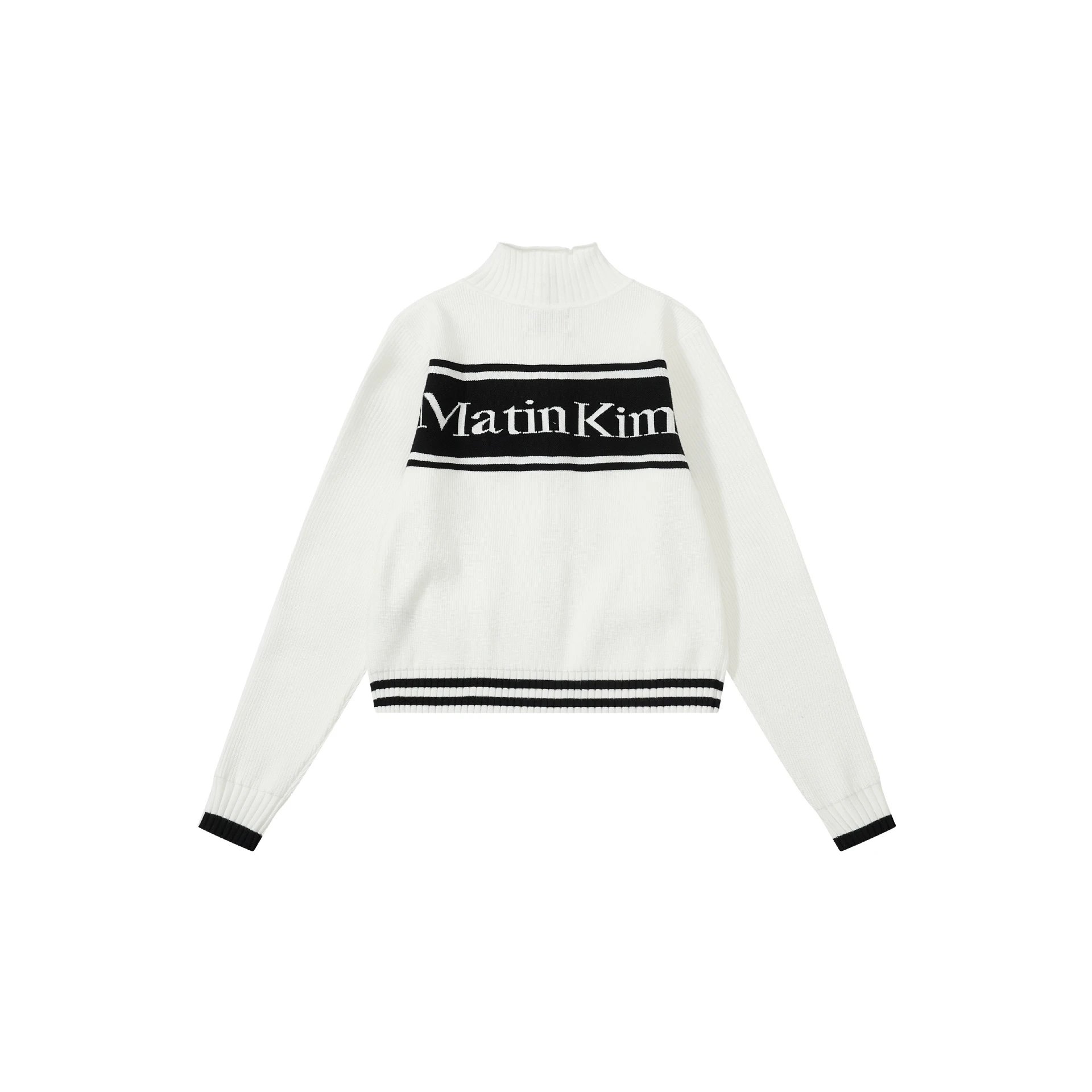 Matin Kim Logo Stripe Turtleneck Sweater Black - 9