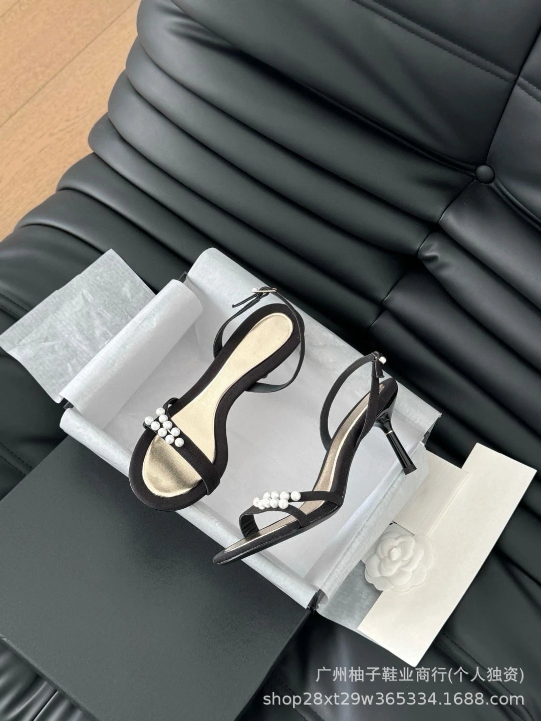 Pearl-Embellished Satin Mule Sandals in Ivory - 3