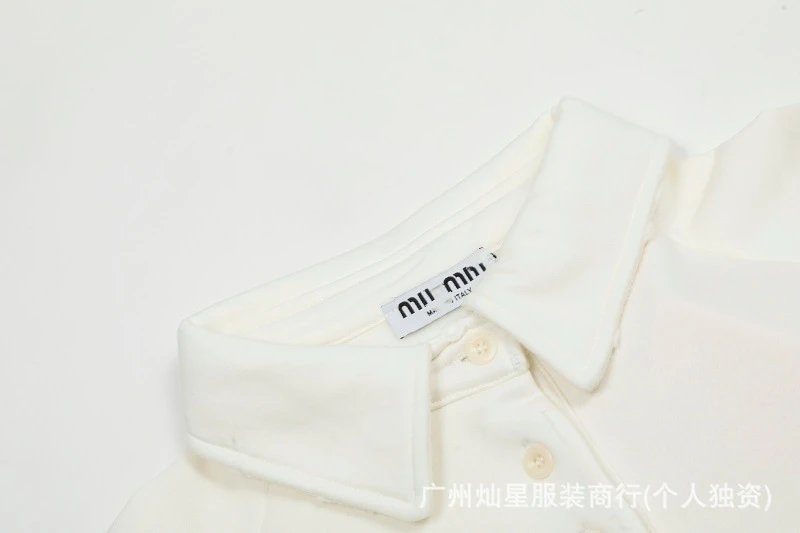 Miu Miu Logo-Embroidered Off-White Polo Sweatshirt - 18