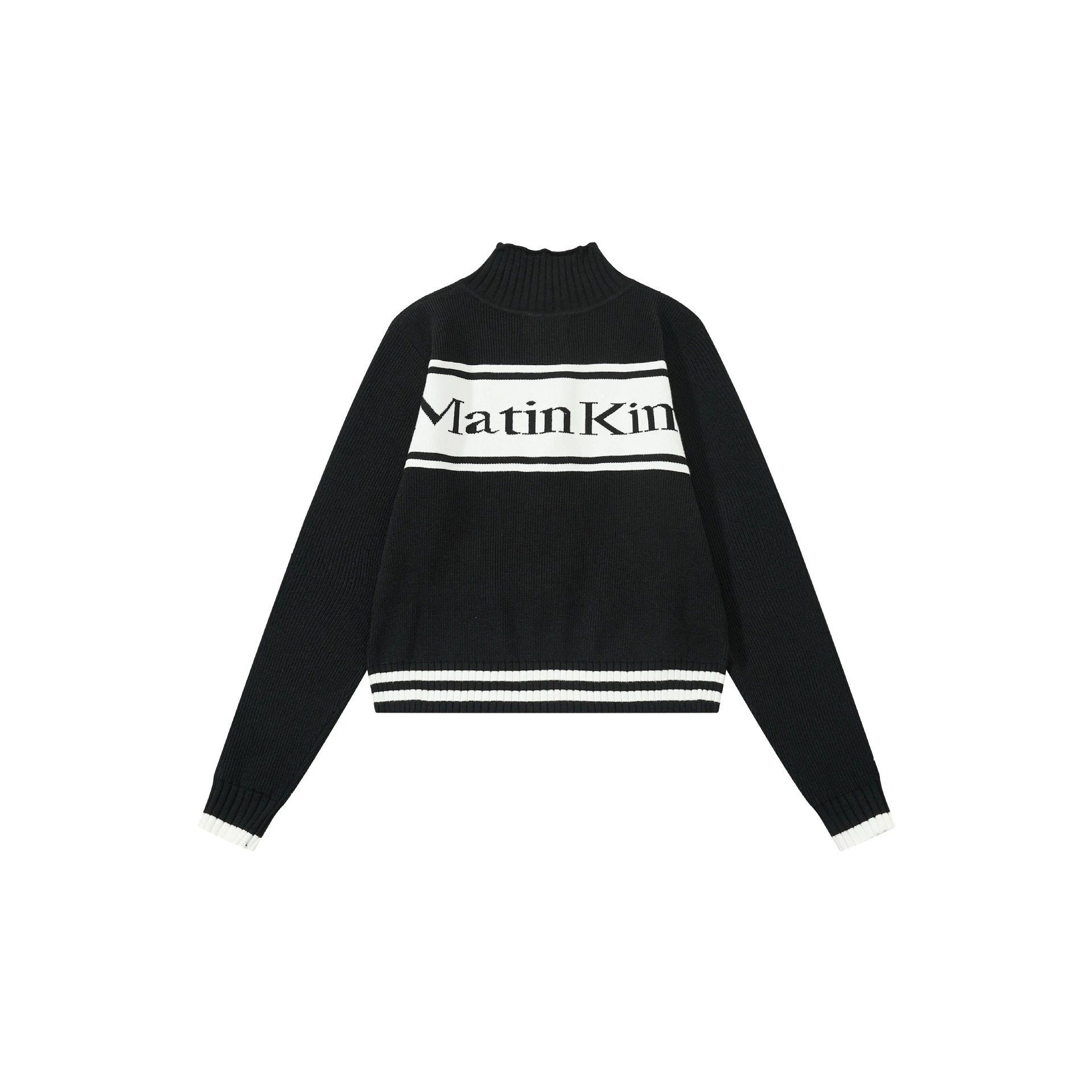 Matin Kim Logo Stripe Turtleneck Sweater Black - 11