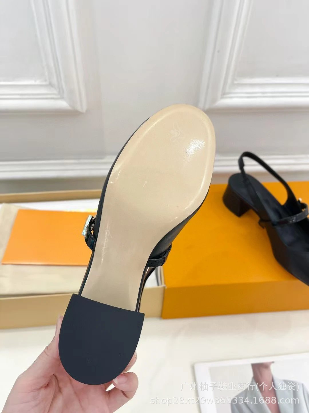 Louis Vuitton Mary Jane Slingbacks Light Blue Denim Block Heels - 5