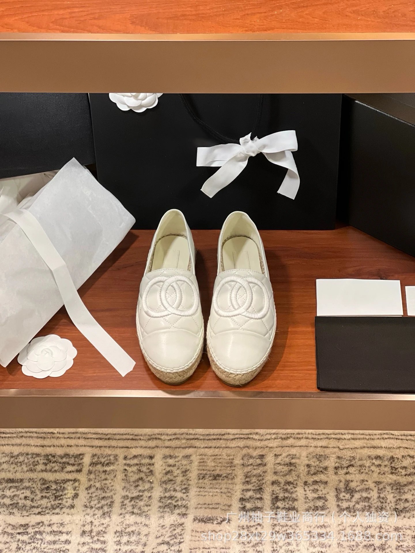 Chanel CC Logo Tweed Espadrille Loafers Gold Toe Women's Casual Shoes - 35
