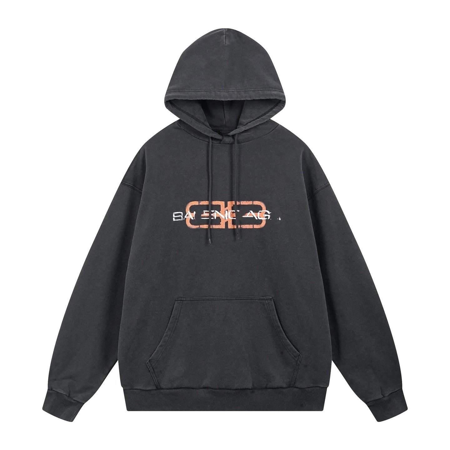 Balenciaga Distressed Logo Hoodie Black - 5