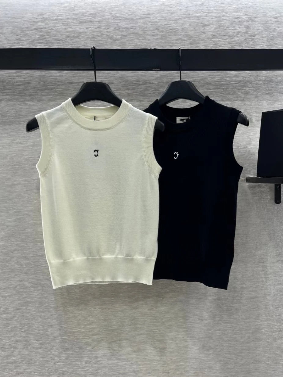Saint Tears Embroidered Logo Knit Vest-Top Black - 3