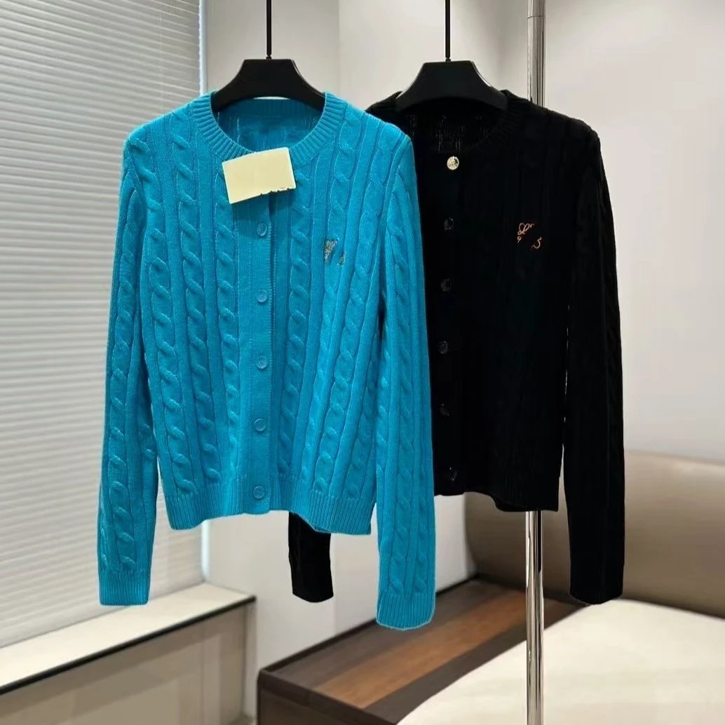 GRA Cable Knit Cardigan Turquoise Blue Cardigan - 3