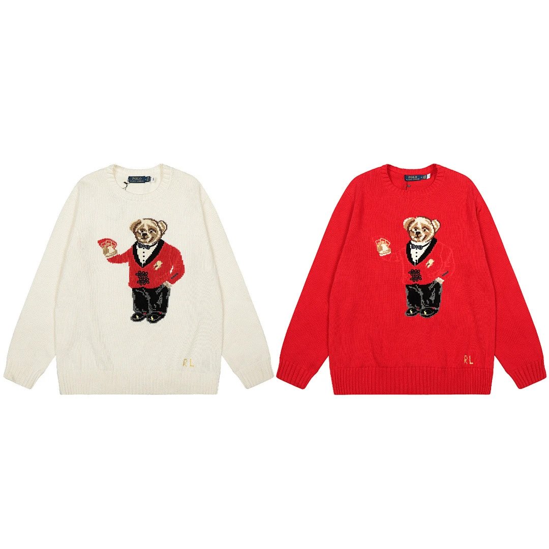 Polo Ralph Lauren Bear Knit Sweater Red - 3