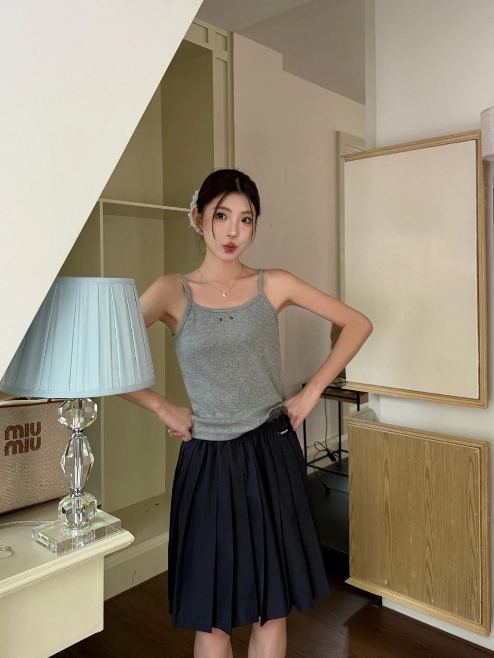 MMY Logo Ribbed Tank Top Gray - 5