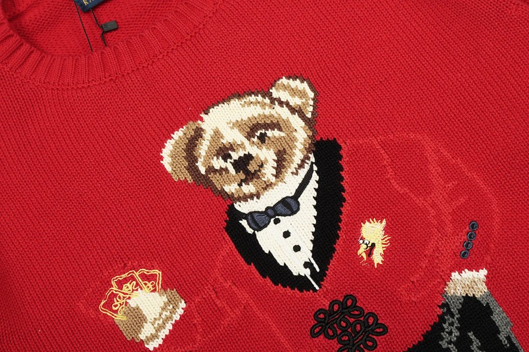 Polo Ralph Lauren Bear Knit Sweater Red - 10