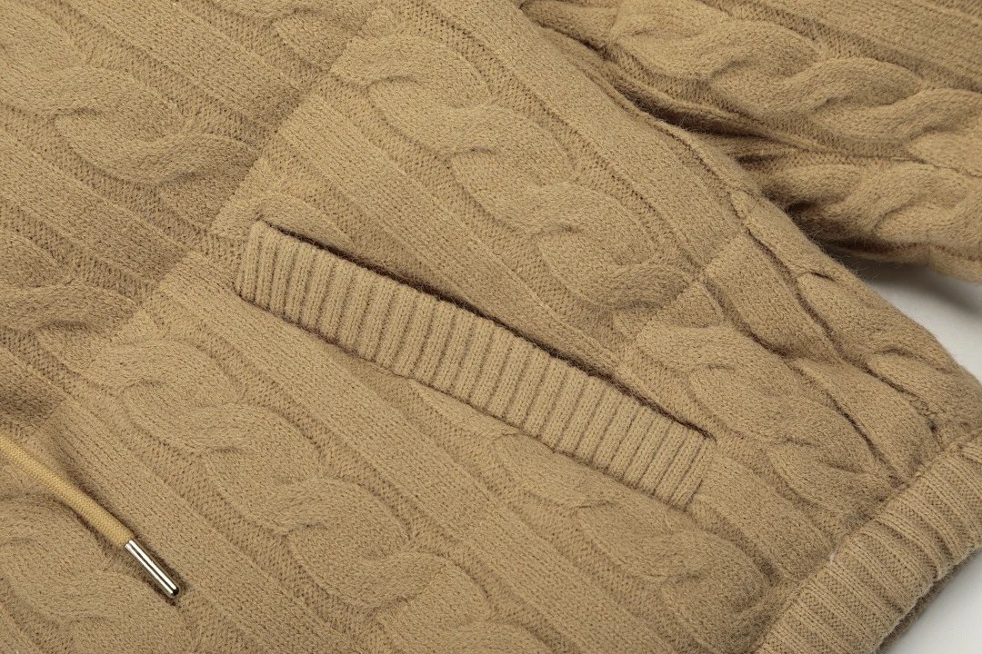 Ralph Lauren Cable Knit Puffer Hoodie Gray Outerwear - 16