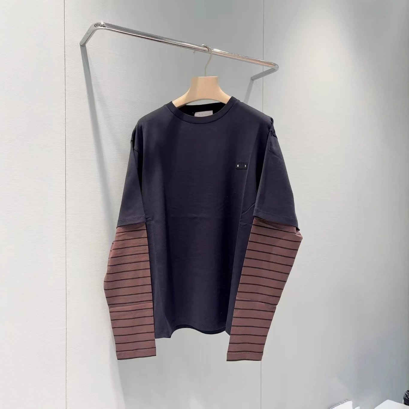 Gallery Dept. Layered Polo Brown Striped Sleeve Top - 5