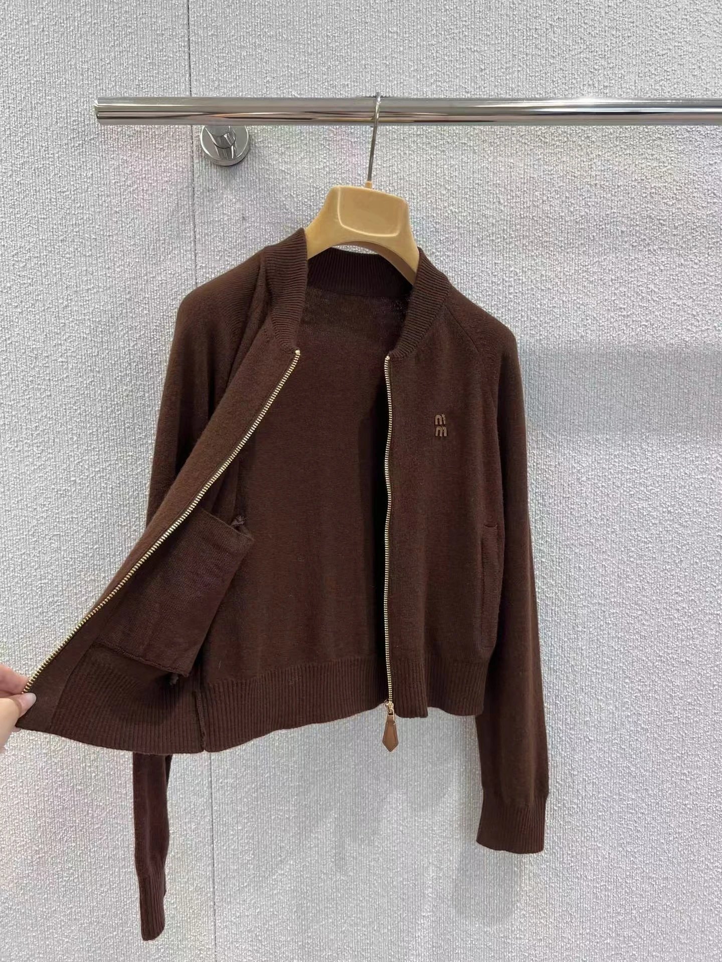 MMY Zip-Up Knit Cardigan Brown - 4