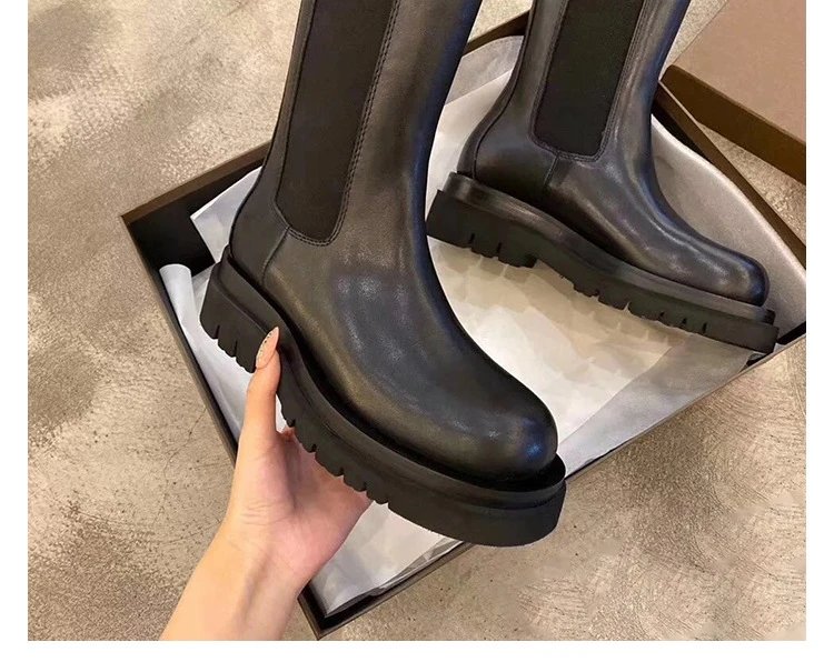 Black Chunky Sole Chelsea Boots - 28