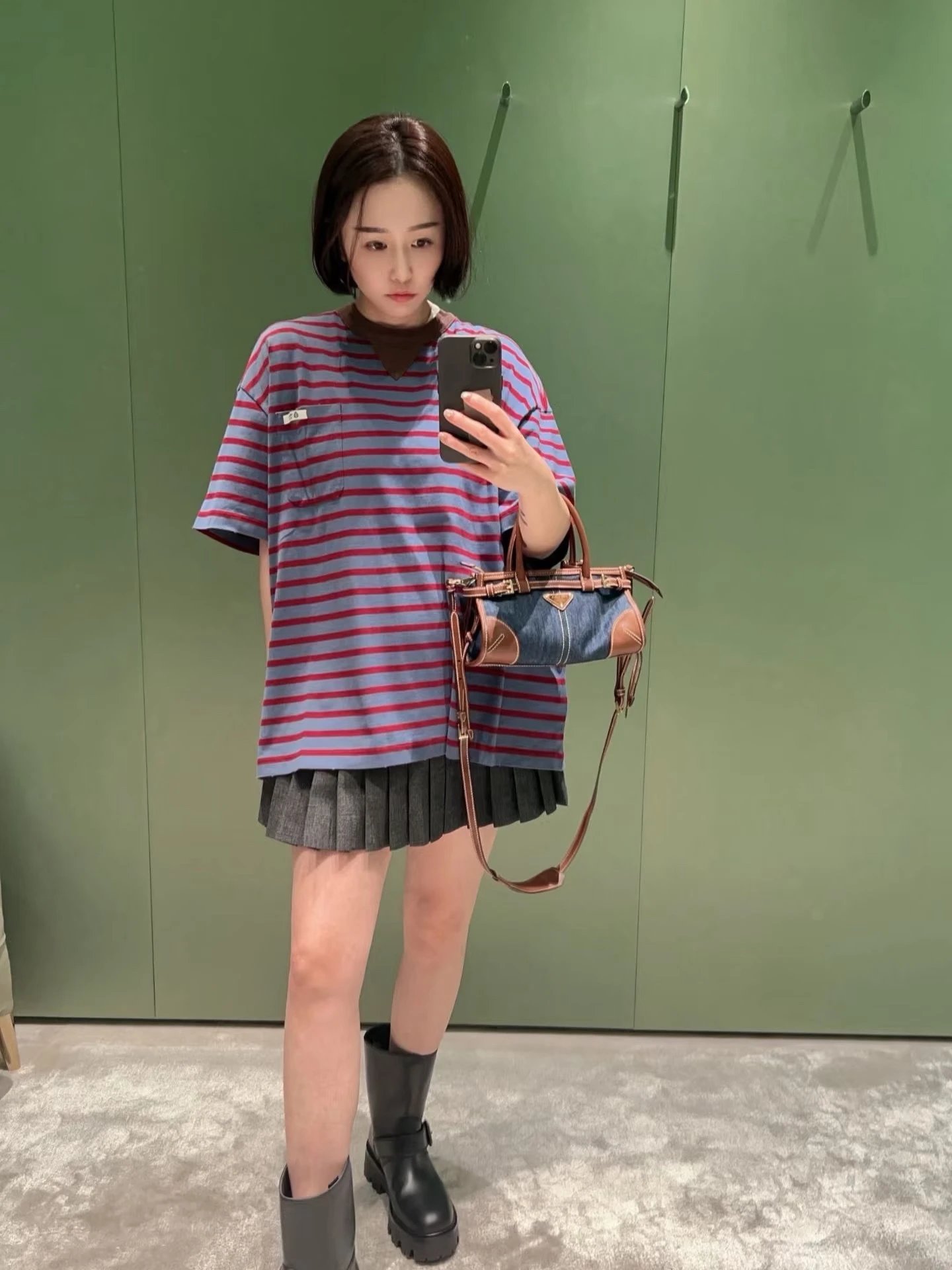 Gallery Dept. Striped Pocket T-Shirt in Red and Periwinkle - 8
