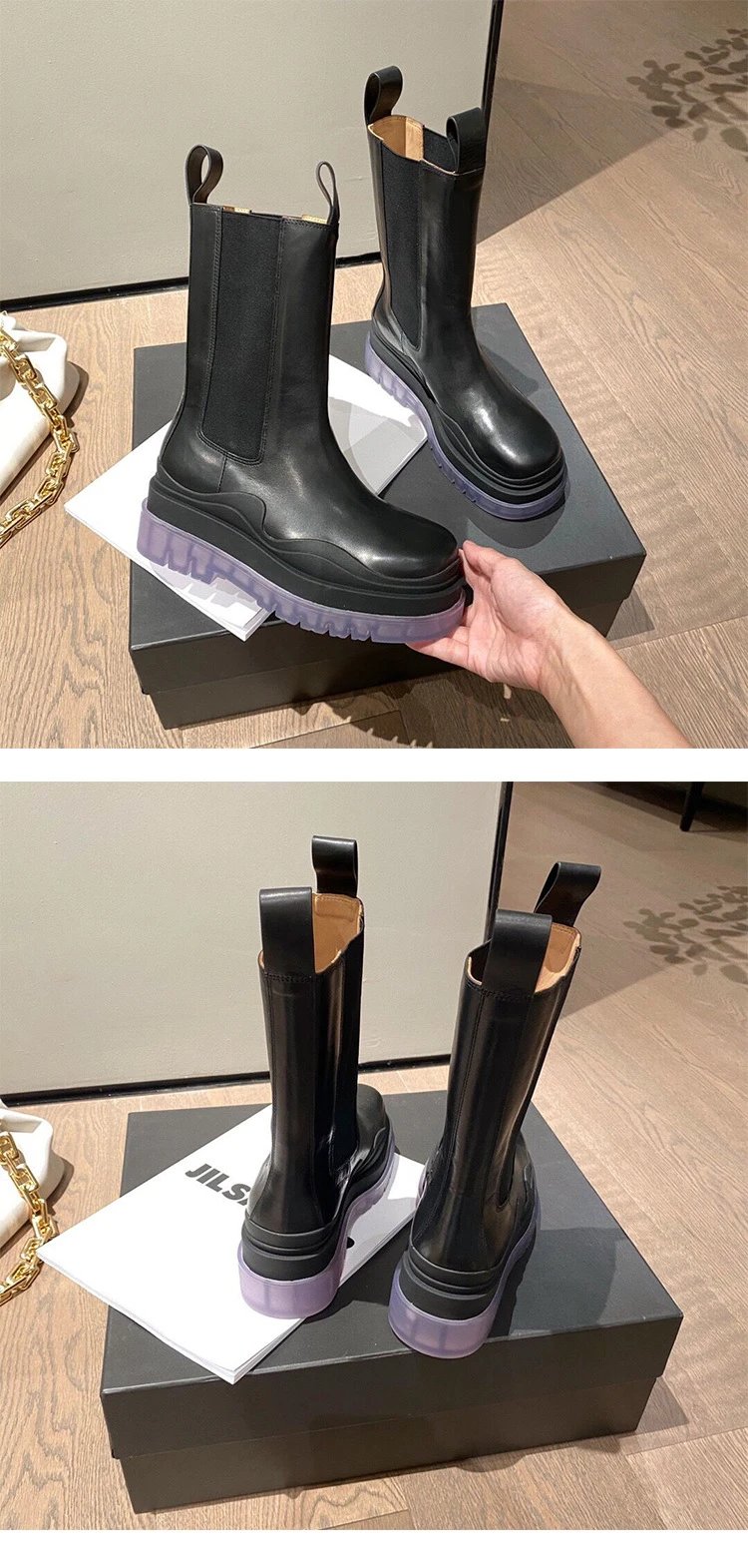 Off-White Chunky Chelsea Boots Black Green - 15