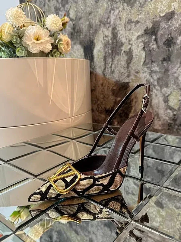 Unbranded High Heels Pointed-Toe Slingback Stiletto with Geometric Buckle product detail image 4