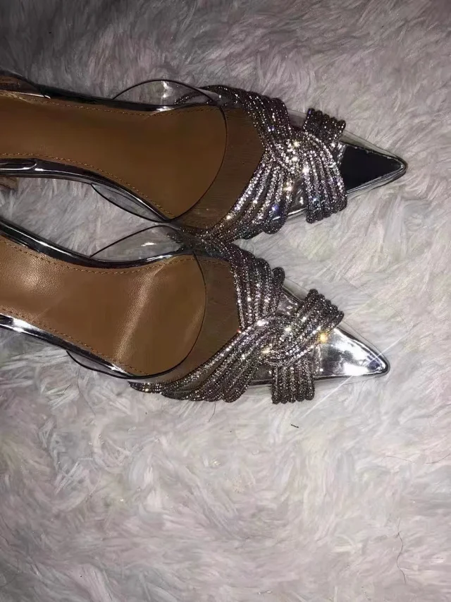 Aquazzura High Heels Transparent Slingback Rhinestone Bow Stiletto product detail image 7