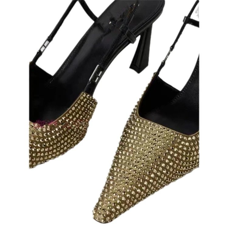 Unbranded High Heels Rhinestone Pointed-Toe Slingback Pumps image 5