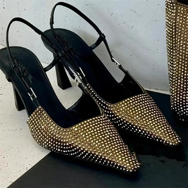 Unbranded High Heels Rhinestone Pointed-Toe Slingback Pumps product detail image 1