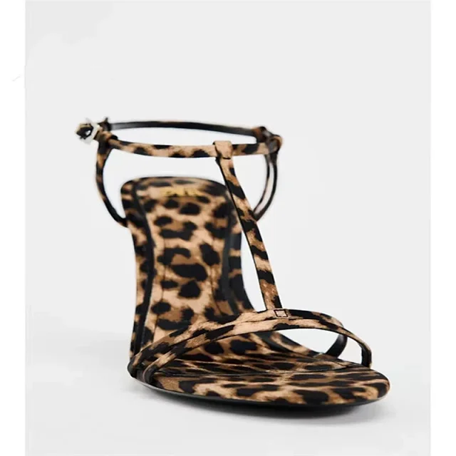 Unbranded High Heels Leopard Print T-Strap Stiletto Sandals product detail image 4