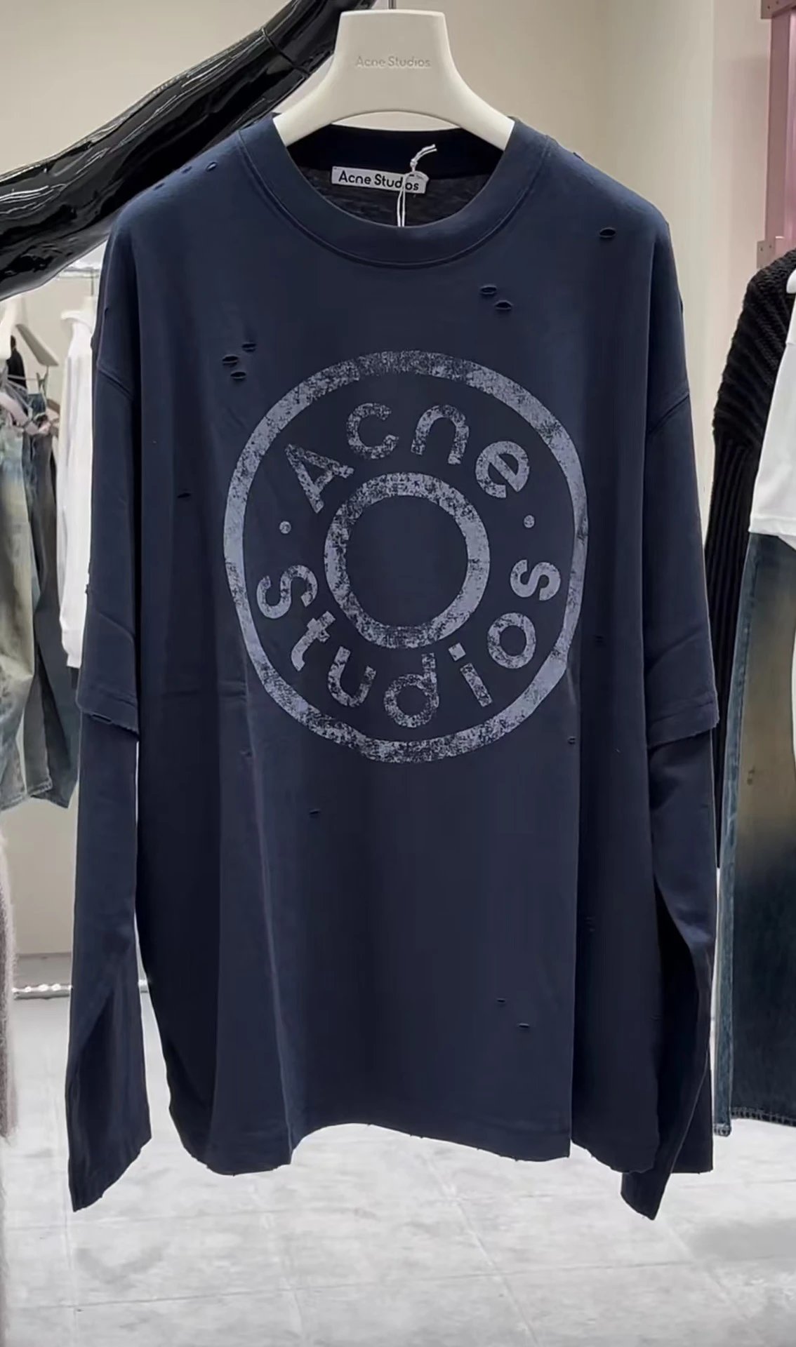 GRA Graphic Print Oversized T-Shirt Navy - 3