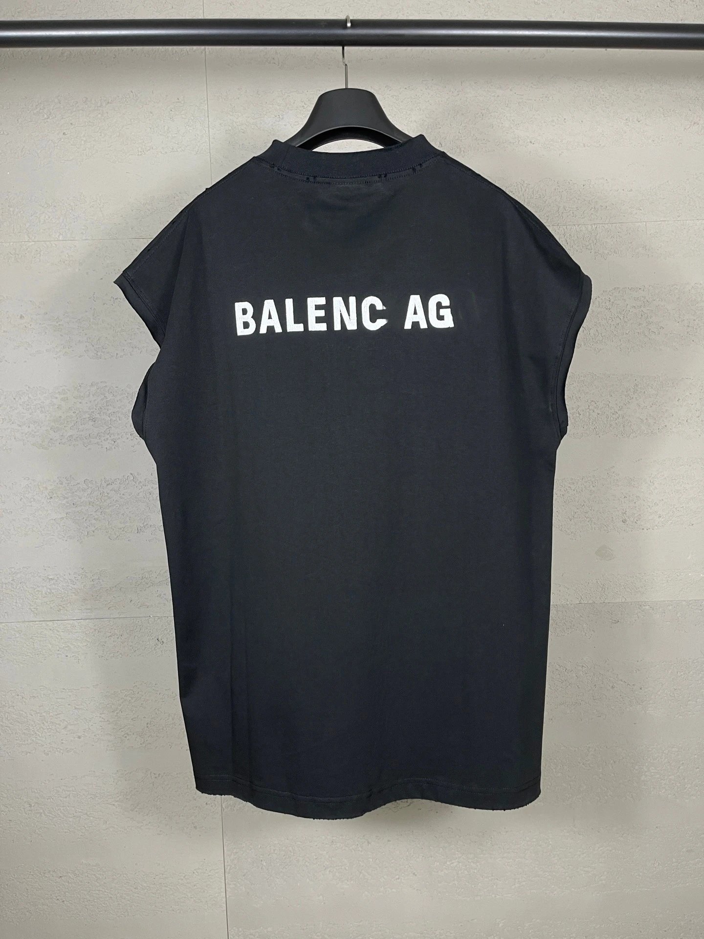 Balenciaga AG Logo Print Black Sleeveless T-Shirt - 8