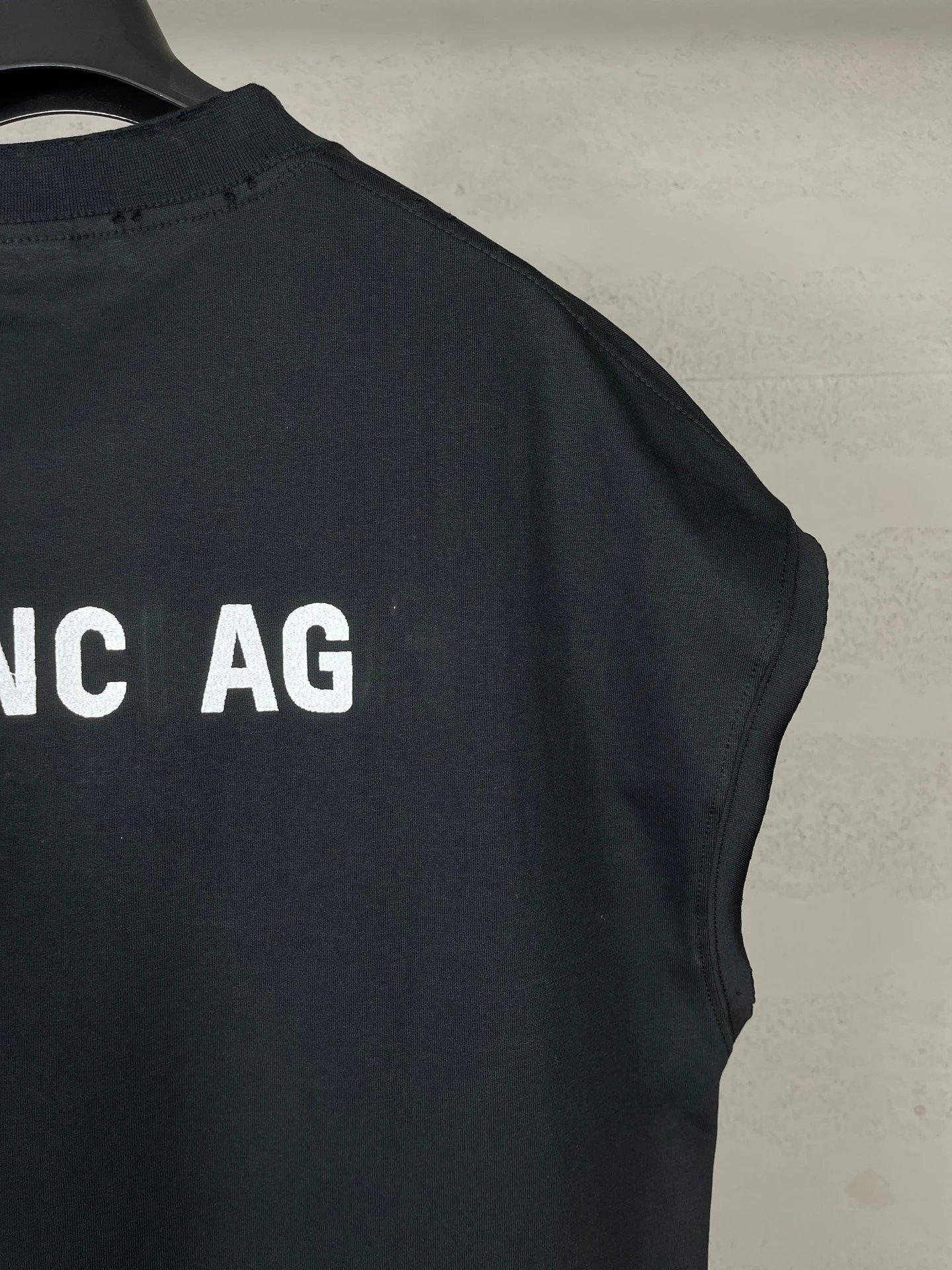 Balenciaga AG Logo Print Black Sleeveless T-Shirt - 16