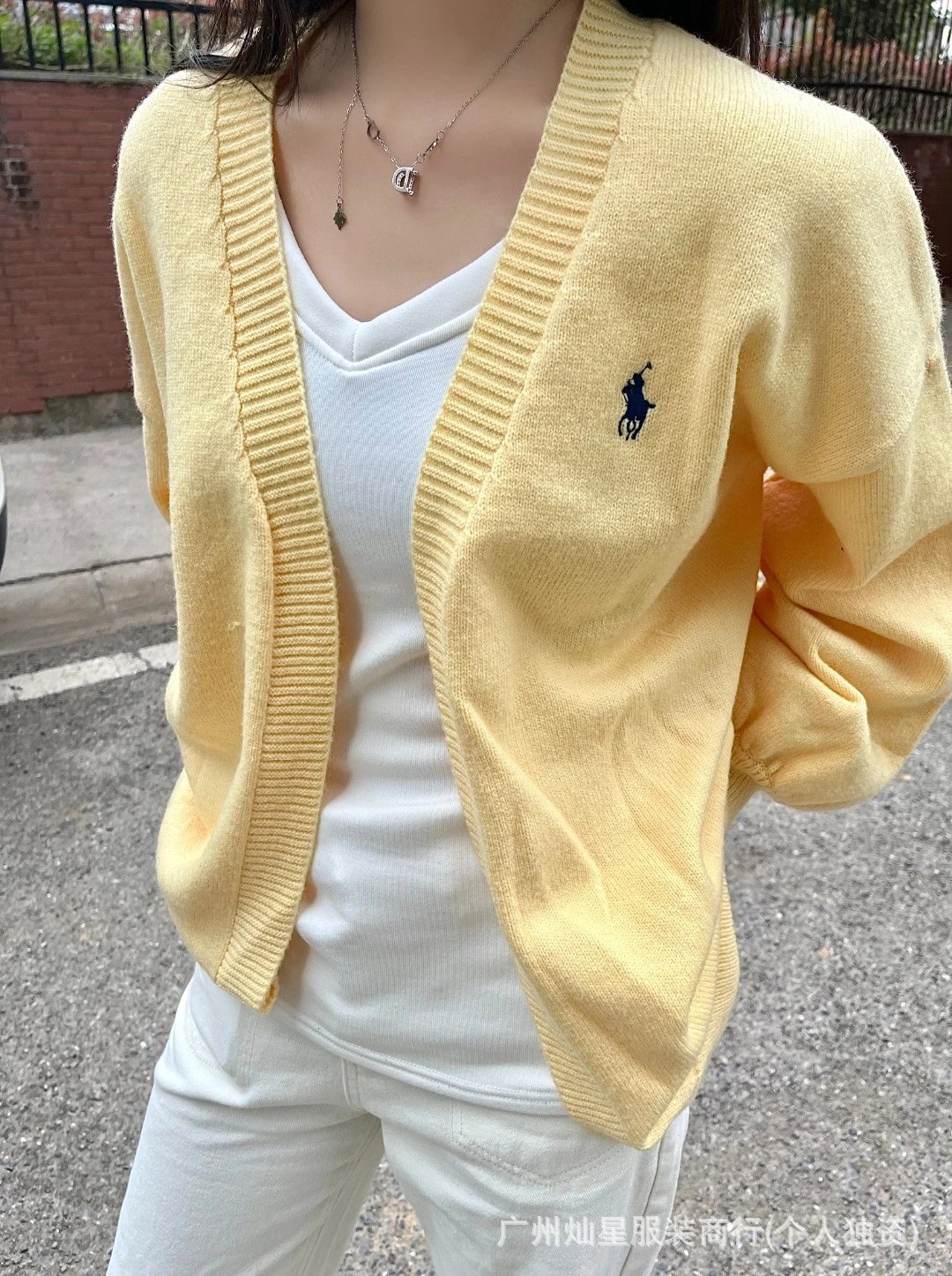 Polo Ralph Lauren Oversized V-Neck Cardigan Light Blue - 7