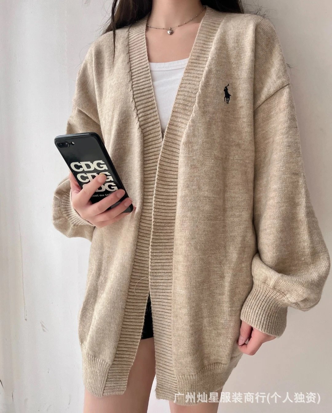 Polo Ralph Lauren Oversized V-Neck Cardigan Light Blue - 9