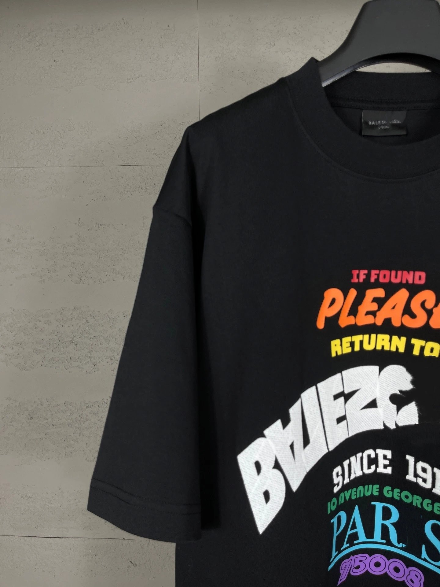 BALENCIAGA 'If Found' Graphic Print Black T-Shirt - 9