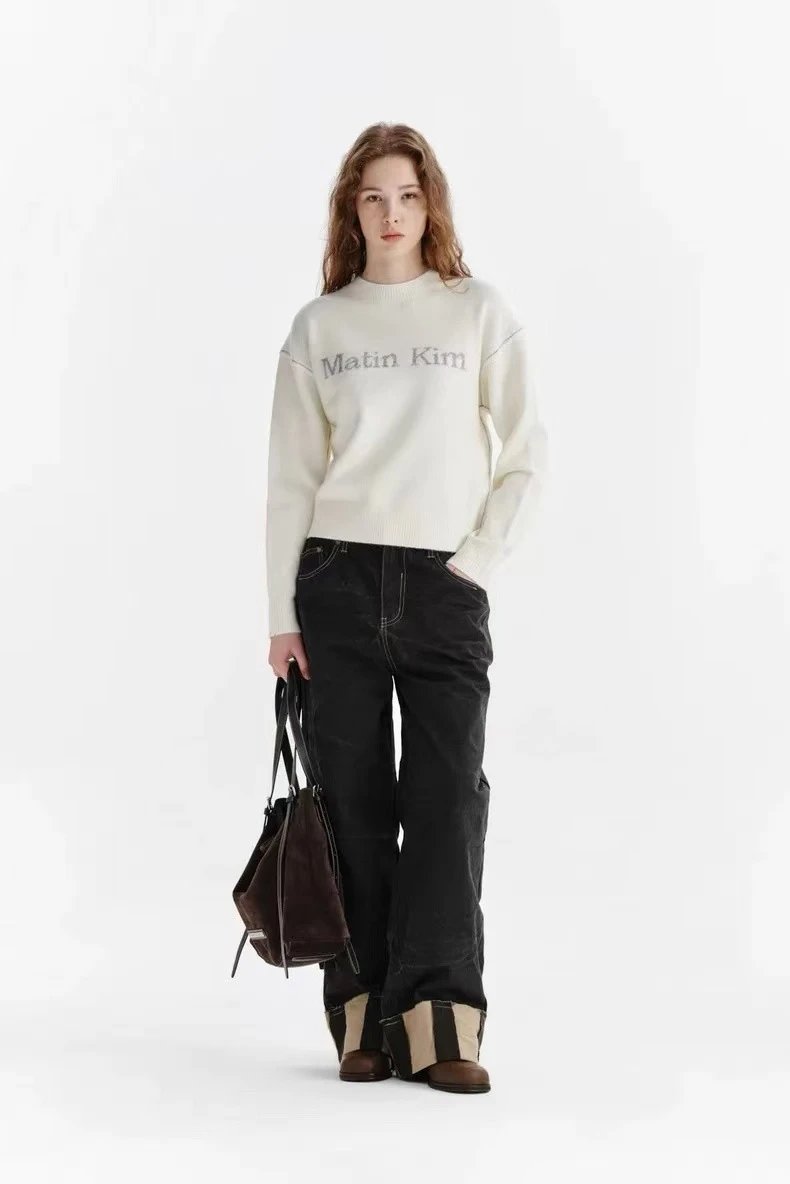 Matin Kim Embroidered Cropped Sweater Off-White - 68