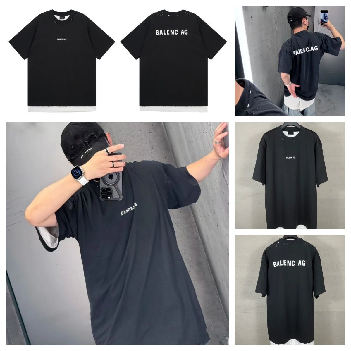 Balenciaga AG Distressed Oversized T-Shirt Black - 3