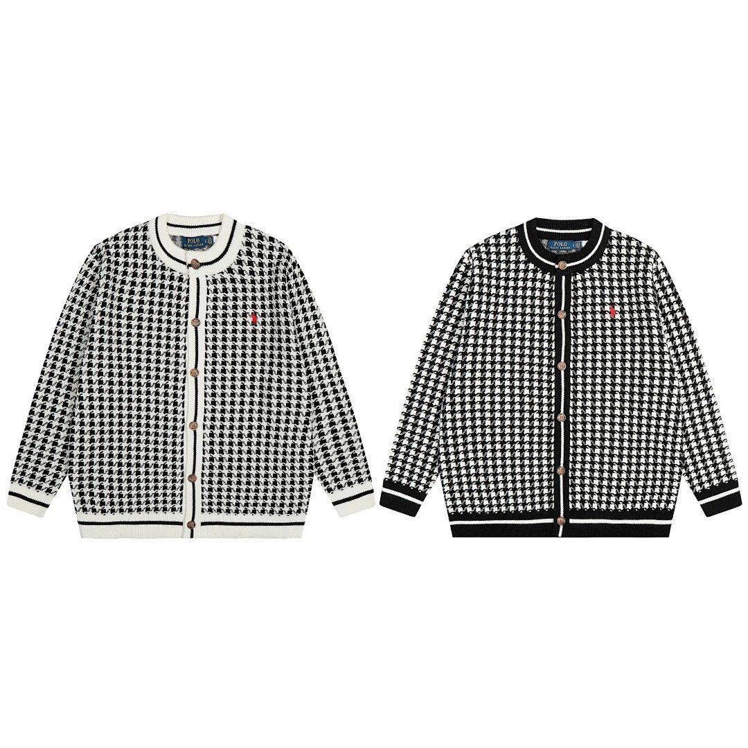Polo Ralph Lauren Houndstooth Cardigan Black/White Knit Cardigan - 3