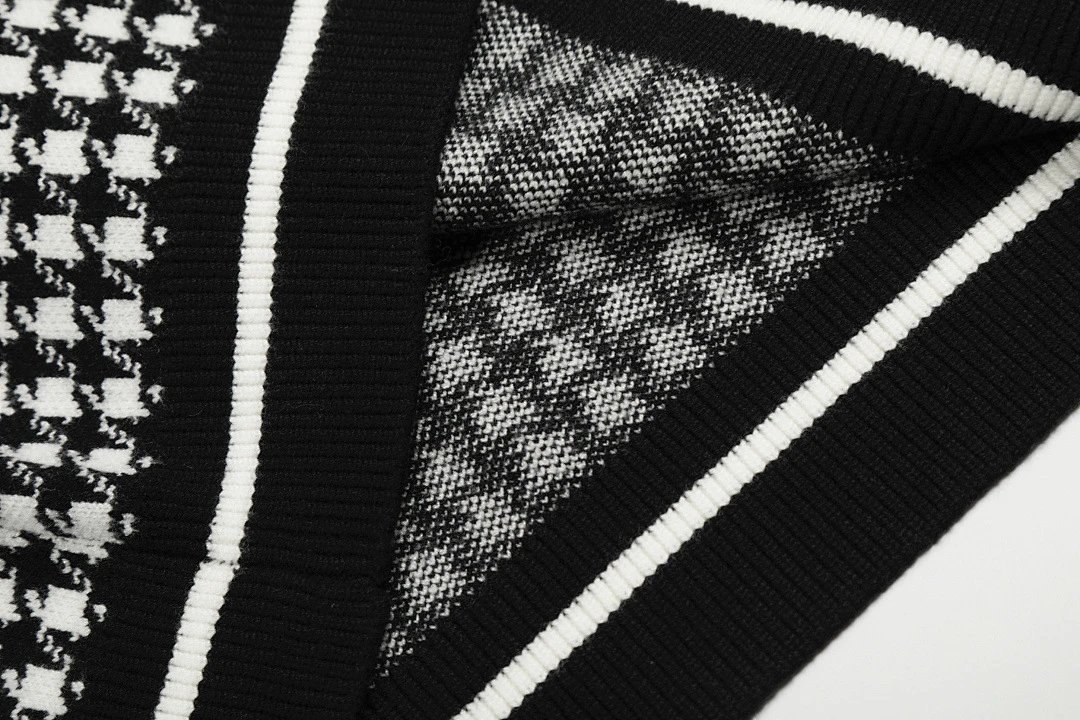 Polo Ralph Lauren Houndstooth Cardigan Black/White Knit Cardigan - 8