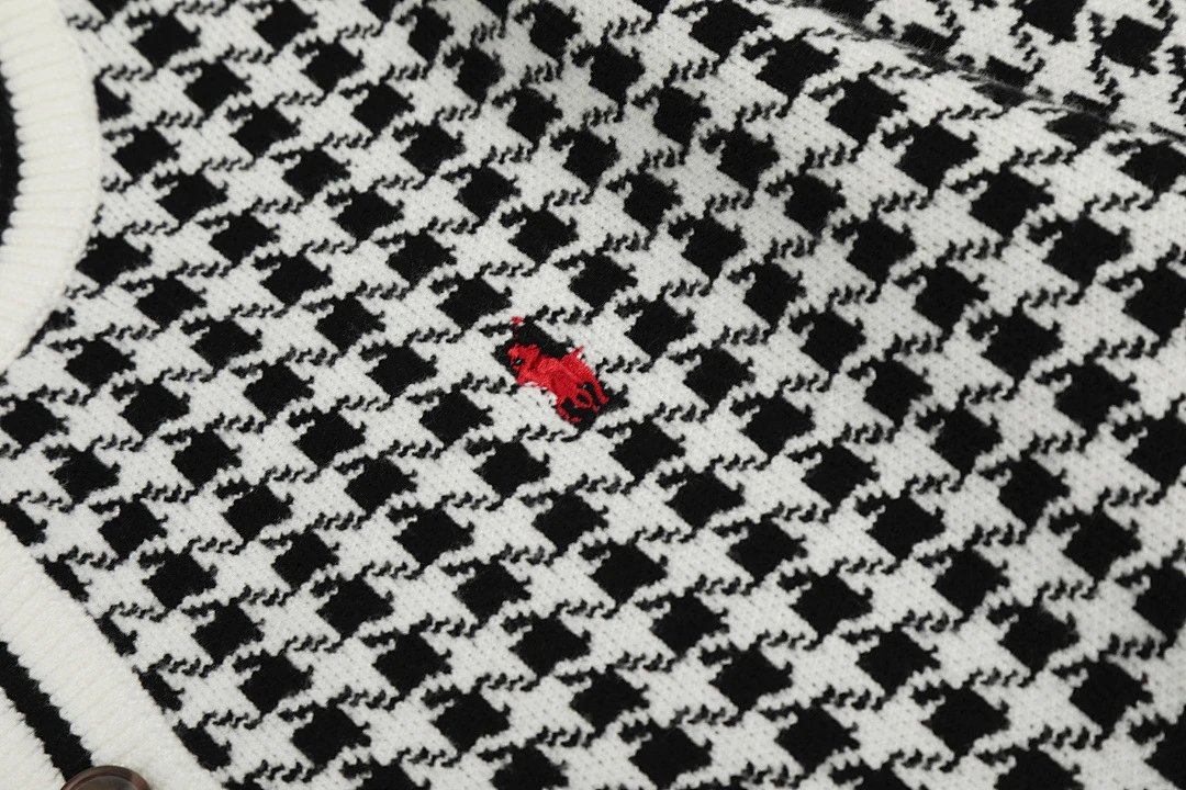 Polo Ralph Lauren Houndstooth Cardigan Black/White Knit Cardigan - 20
