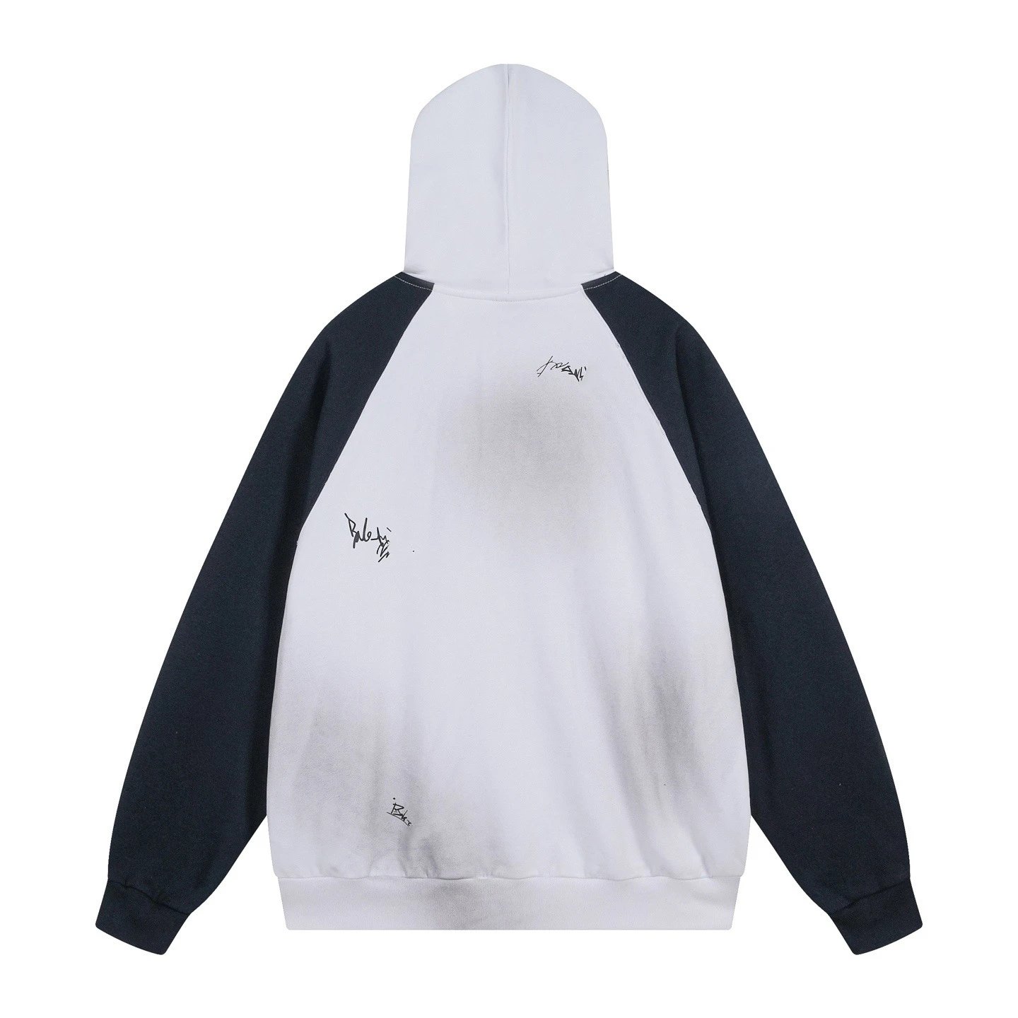 Balenciaga x GMBH Signature-Print Raglan Hoodie White/Navy - 7
